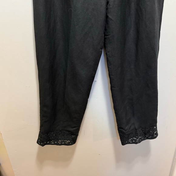 Rosanna Black High Rise Linen Cotton Cropped Pants Size 12 - Picture 4 of 12